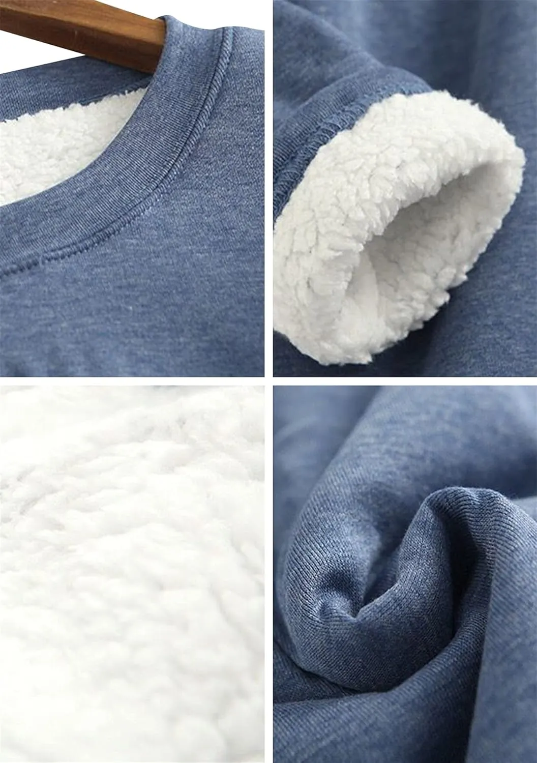 EFOFEI Womens Long Sleeve O Neck Sweatshirt Casual Warm Winter Pullover Sweatshirt Loose Fit Tops