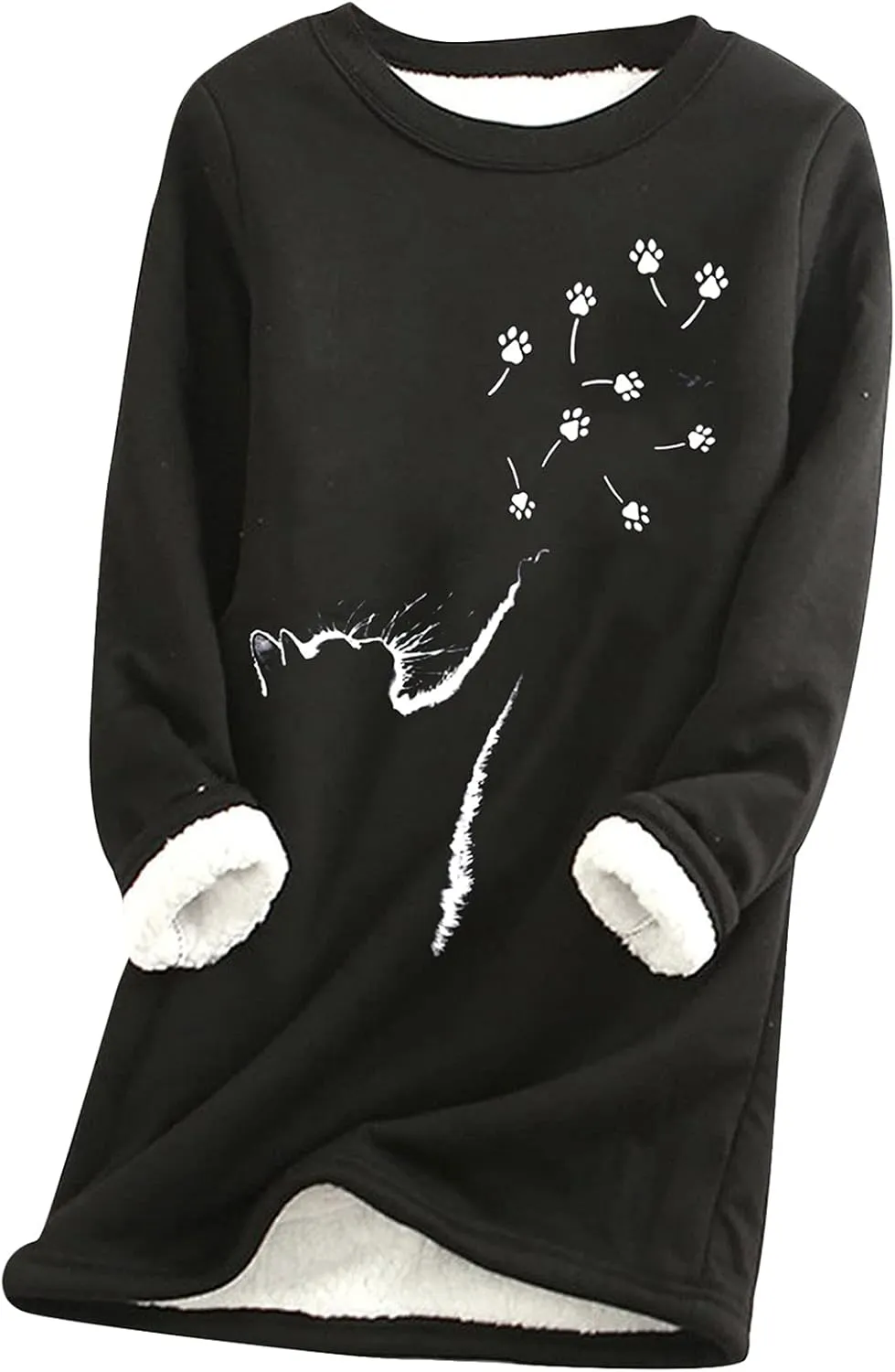 EFOFEI Womens Long Sleeve O Neck Sweatshirt Casual Warm Winter Pullover Sweatshirt Loose Fit Tops