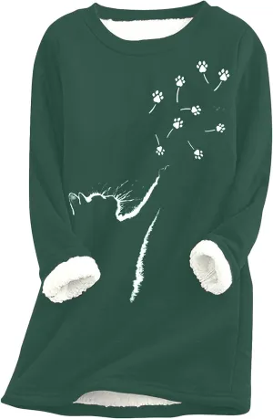 EFOFEI Womens Long Sleeve O Neck Sweatshirt Casual Warm Winter Pullover Sweatshirt Loose Fit Tops