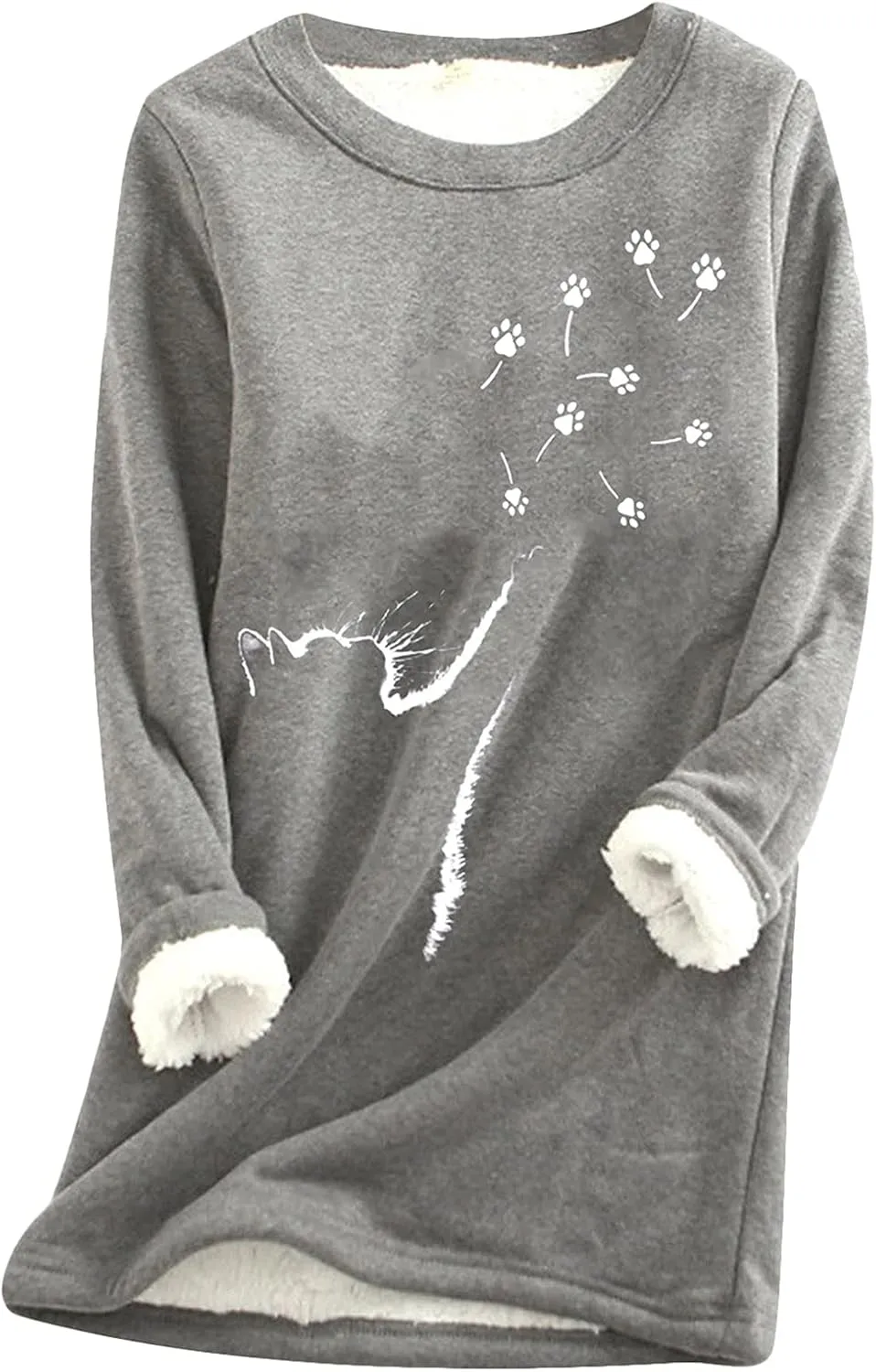 EFOFEI Womens Long Sleeve O Neck Sweatshirt Casual Warm Winter Pullover Sweatshirt Loose Fit Tops