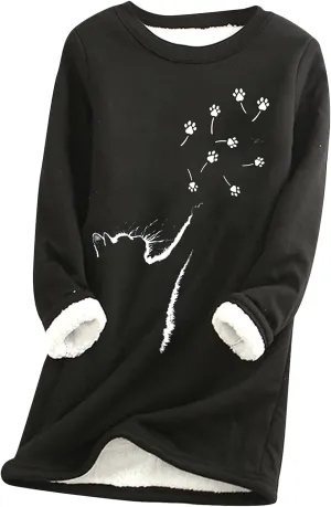 EFOFEI Womens Long Sleeve O Neck Sweatshirt Casual Warm Winter Pullover Sweatshirt Loose Fit Tops