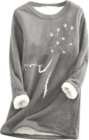 EFOFEI Womens Long Sleeve O Neck Sweatshirt Casual Warm Winter Pullover Sweatshirt Loose Fit Tops