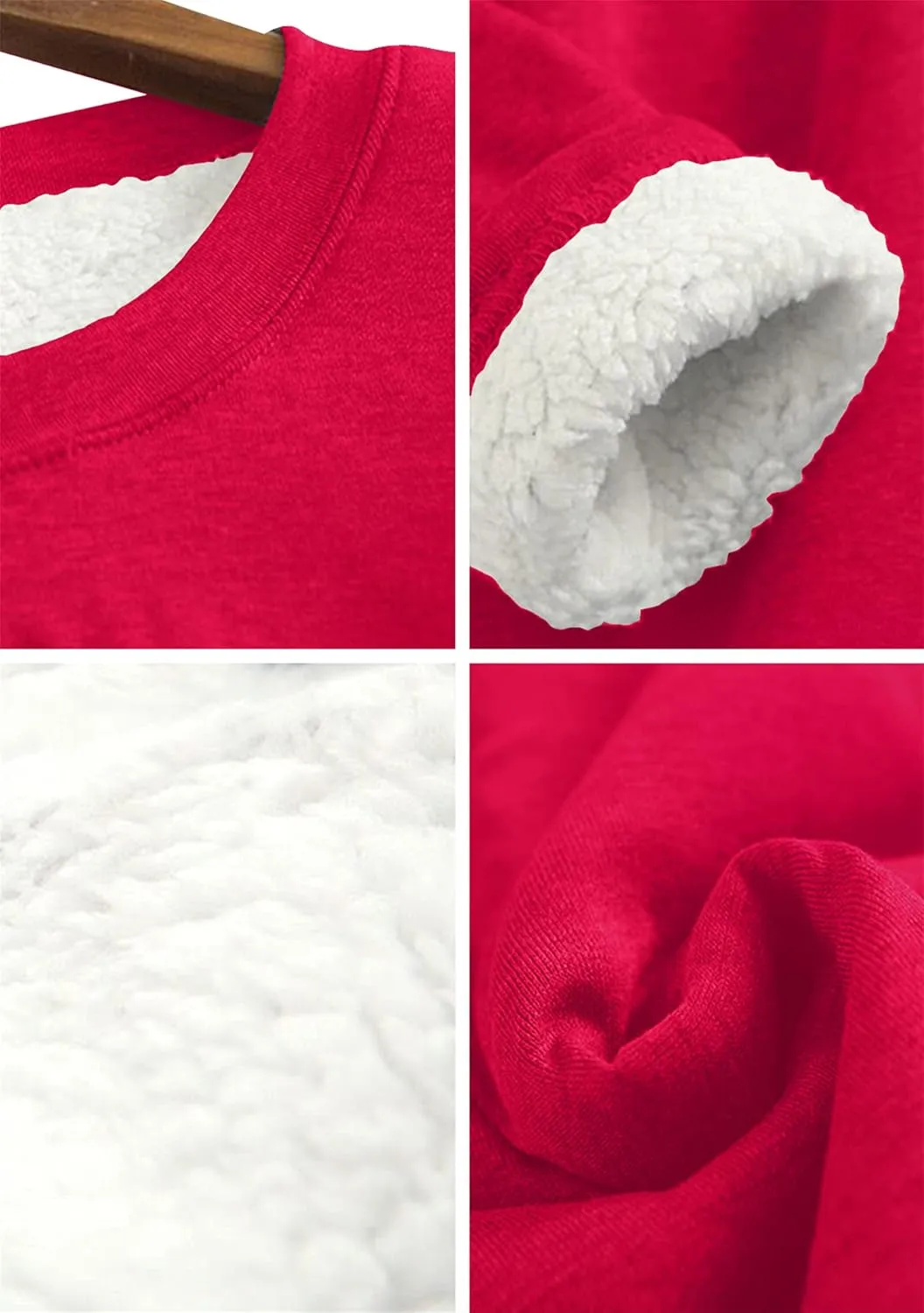 EFOFEI Womens Long Sleeve O Neck Sweatshirt Casual Warm Winter Pullover Sweatshirt Loose Fit Tops