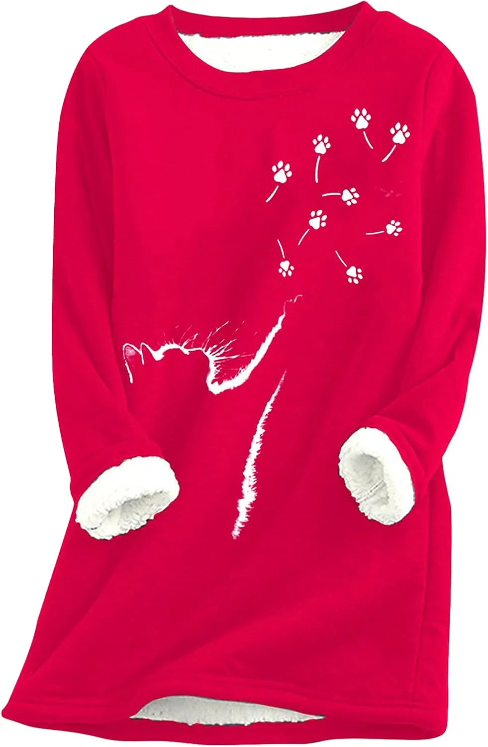 EFOFEI Womens Long Sleeve O Neck Sweatshirt Casual Warm Winter Pullover Sweatshirt Loose Fit Tops