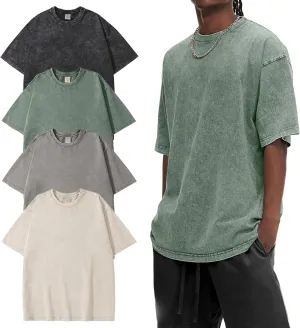 Eisctnd Men Oversized T Shirts Vintage Tee Loose Fit Short Unisex Tops Solid Basic T Shirts