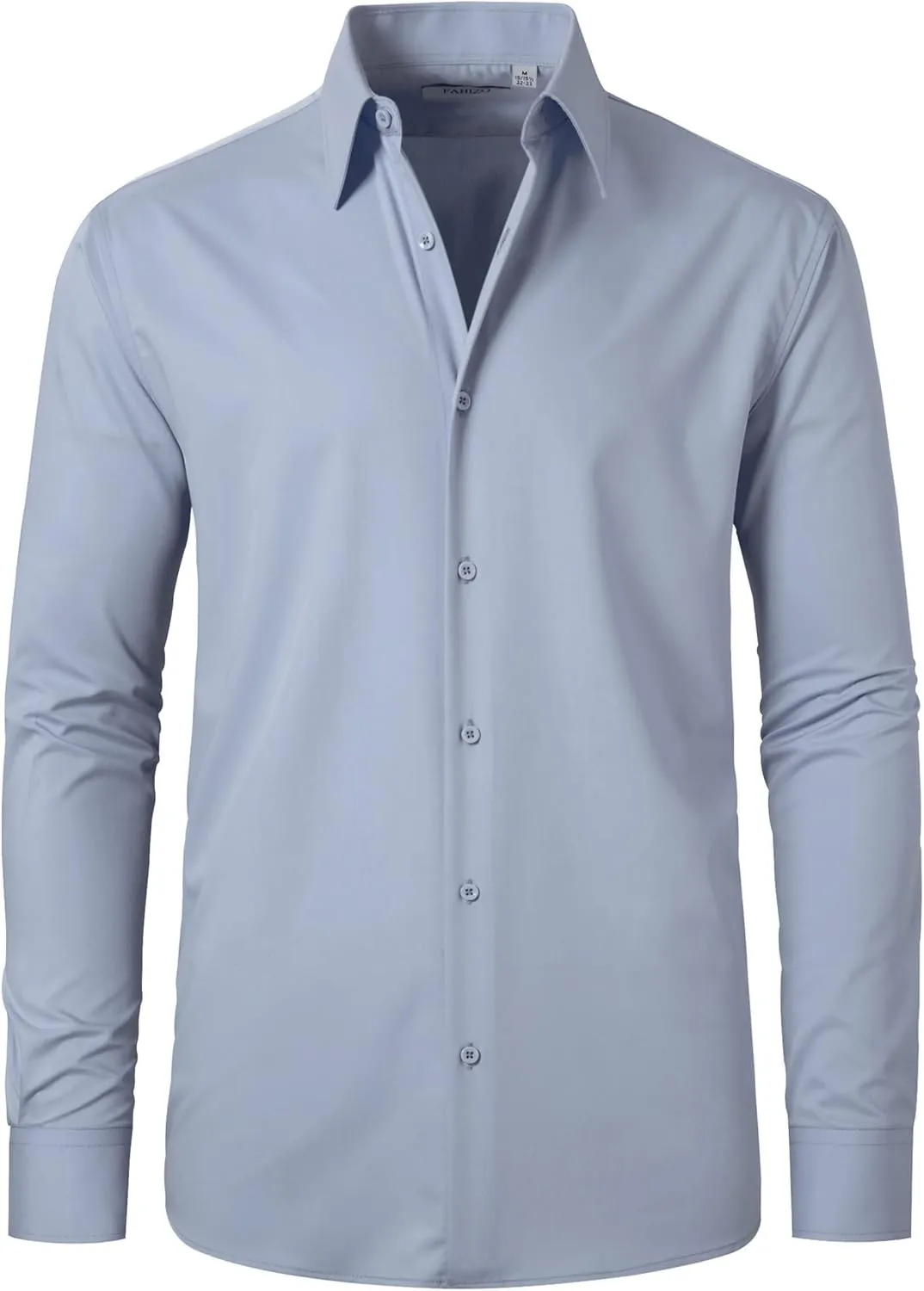 FAHIZO Men's Dress Shirt Regular Fit Soild Business Formal Long Sleeve Button Up Stretch Shirts