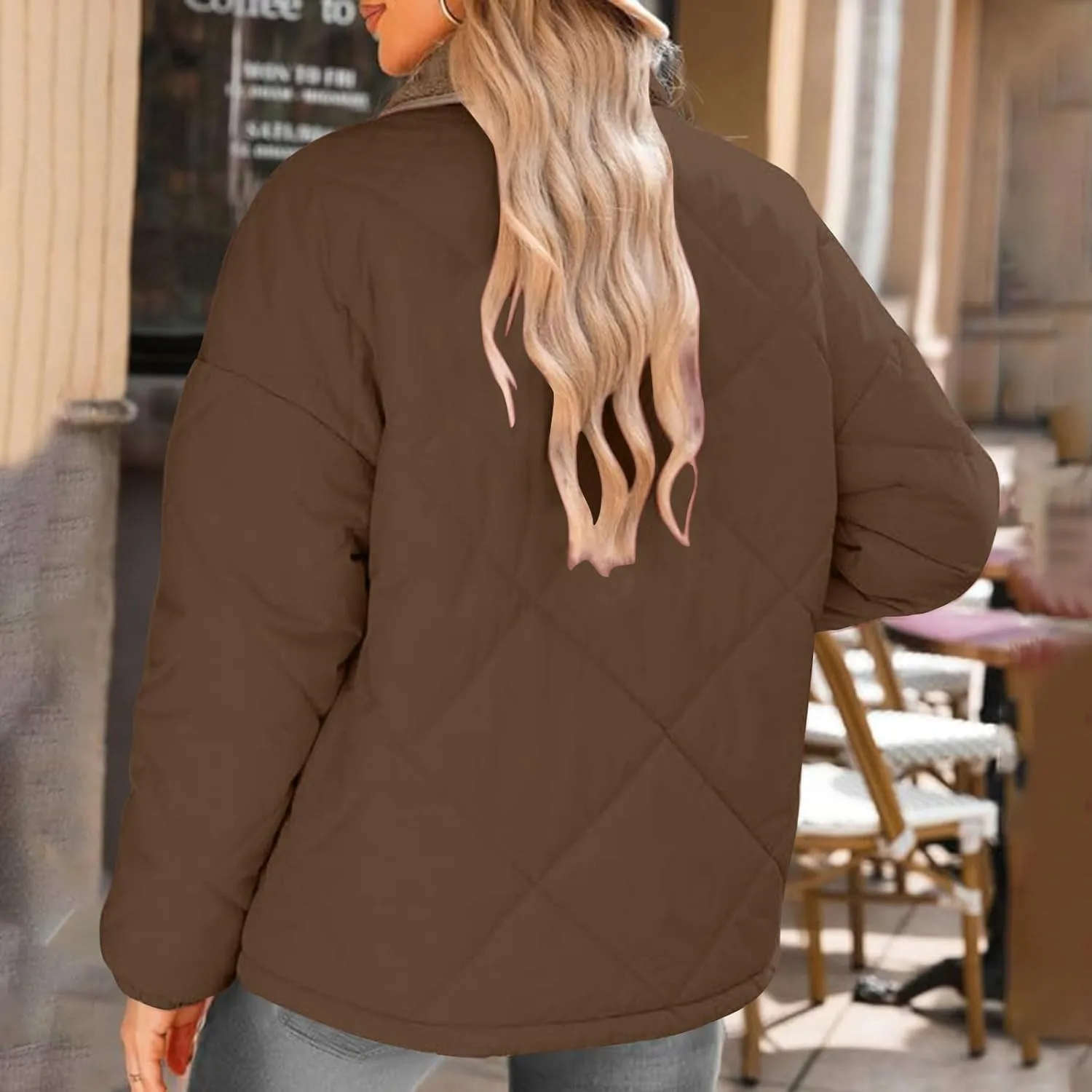 Fall Winter Jackets for Women 2024 Warm Quilted Jackets Lightweight Casual Puffer Jacket Padded Down Coat Outerwear