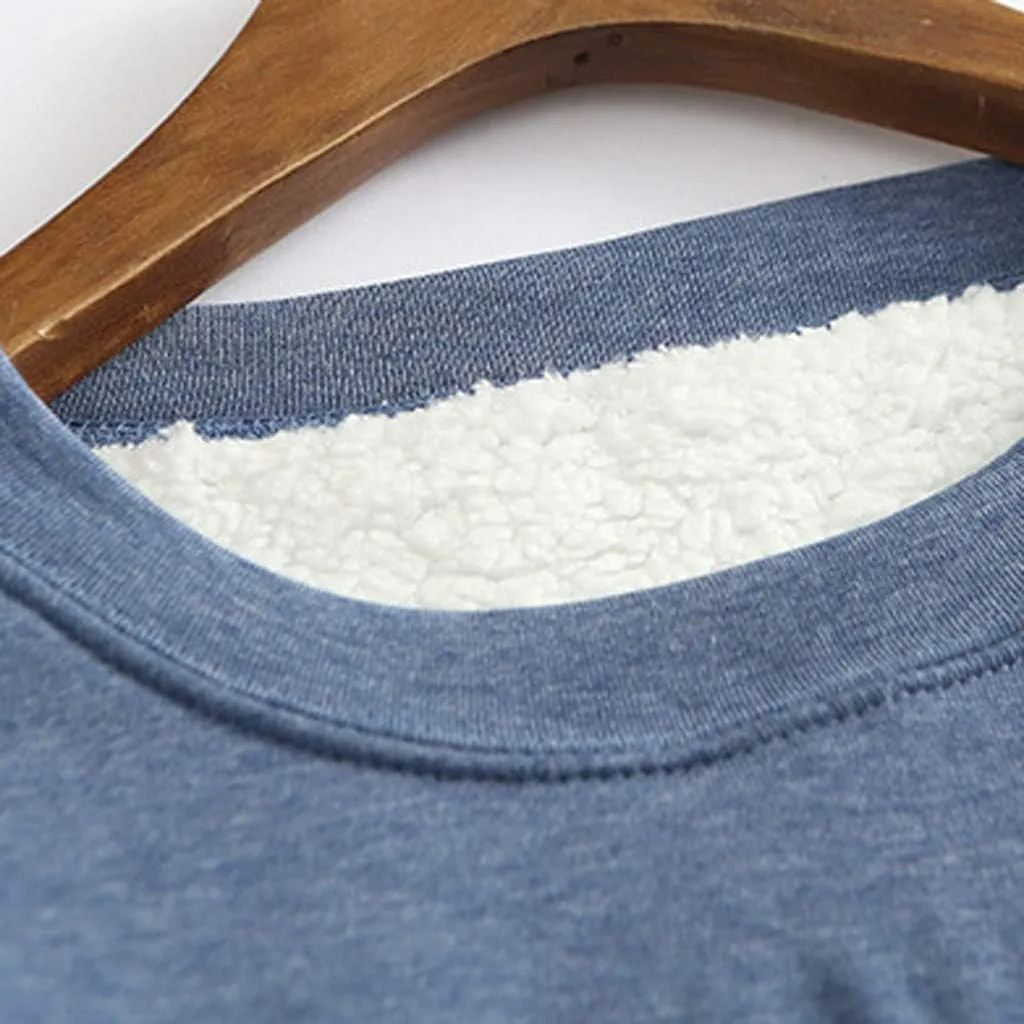 Fleece Sweatshirt for Women Winter Warm Sherpa Lined Fleece Crewneck Pullover Loungewear Tunic Tops