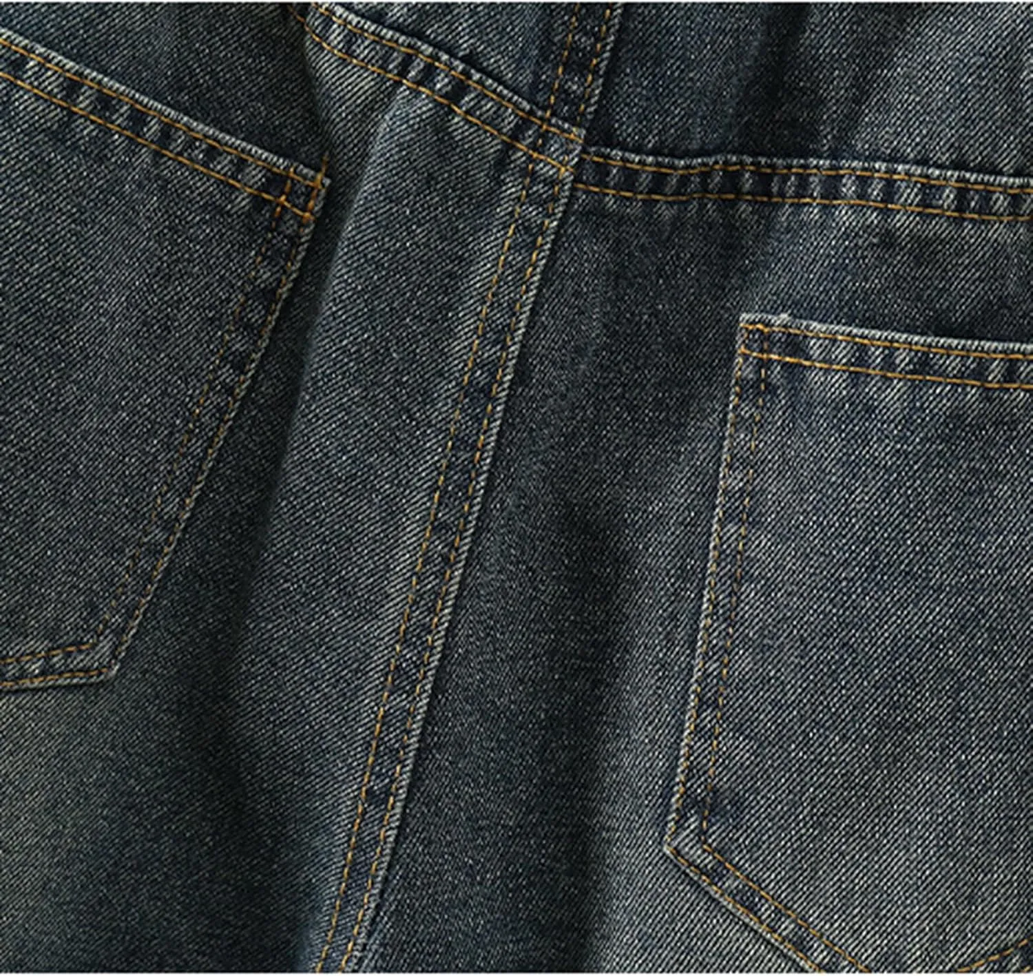 Girls Spring and Autumn Baggy Mop Wide Leg Pants Mid Rise Elastic Band with Pockets Slim Jeans Straight Leg Trousers