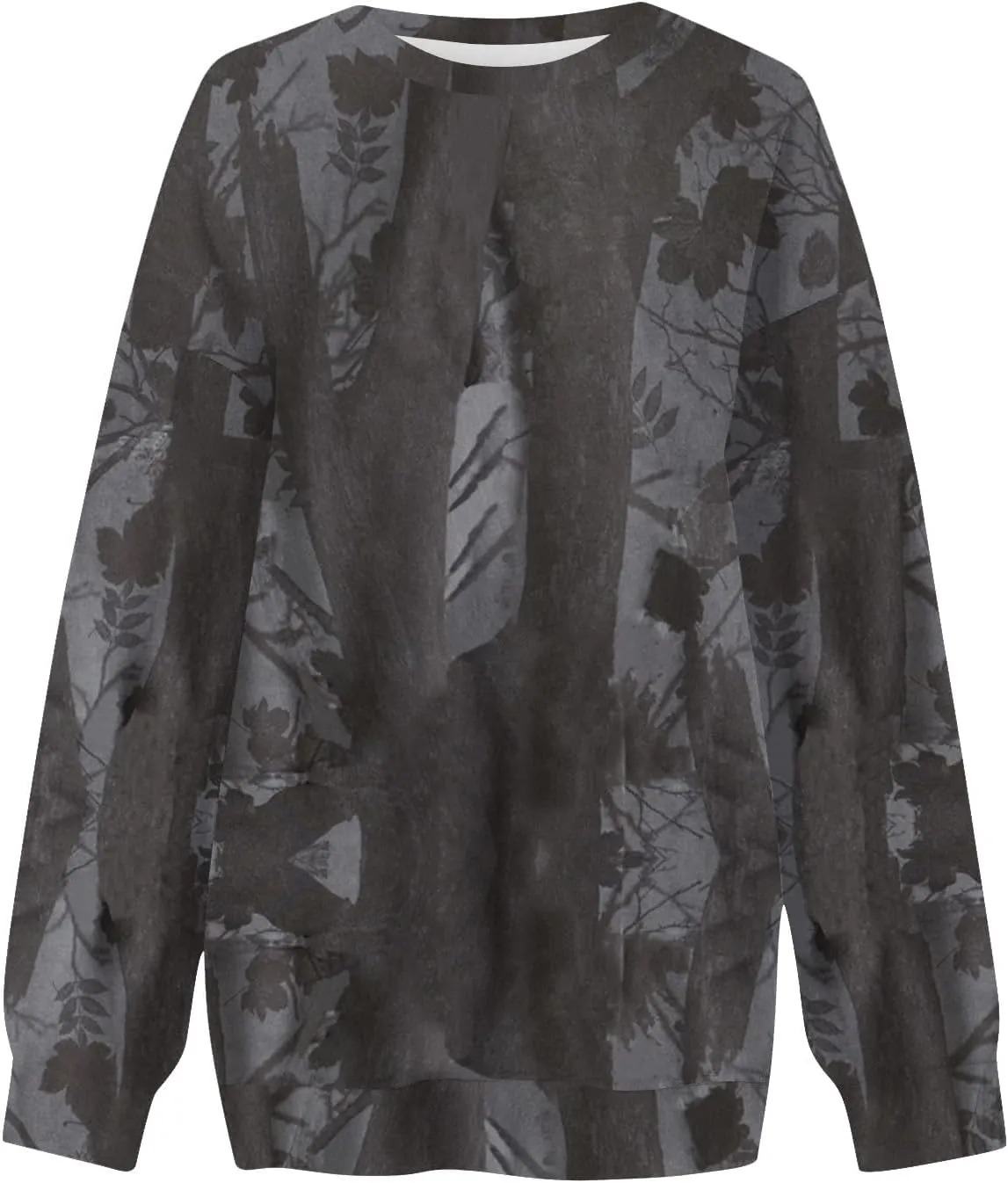 GOFULY Camo Sweatshirt For Women Crewneck Fall Oversized Y2k Camo Shirt Pullover Long Sleeve Maple Leaf Print Travel Clothes