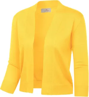 GRACE KARIN Women's 3/4 Sleeve Cardigan Knit Sweaters Cropped Open Front Shrug Bolero…