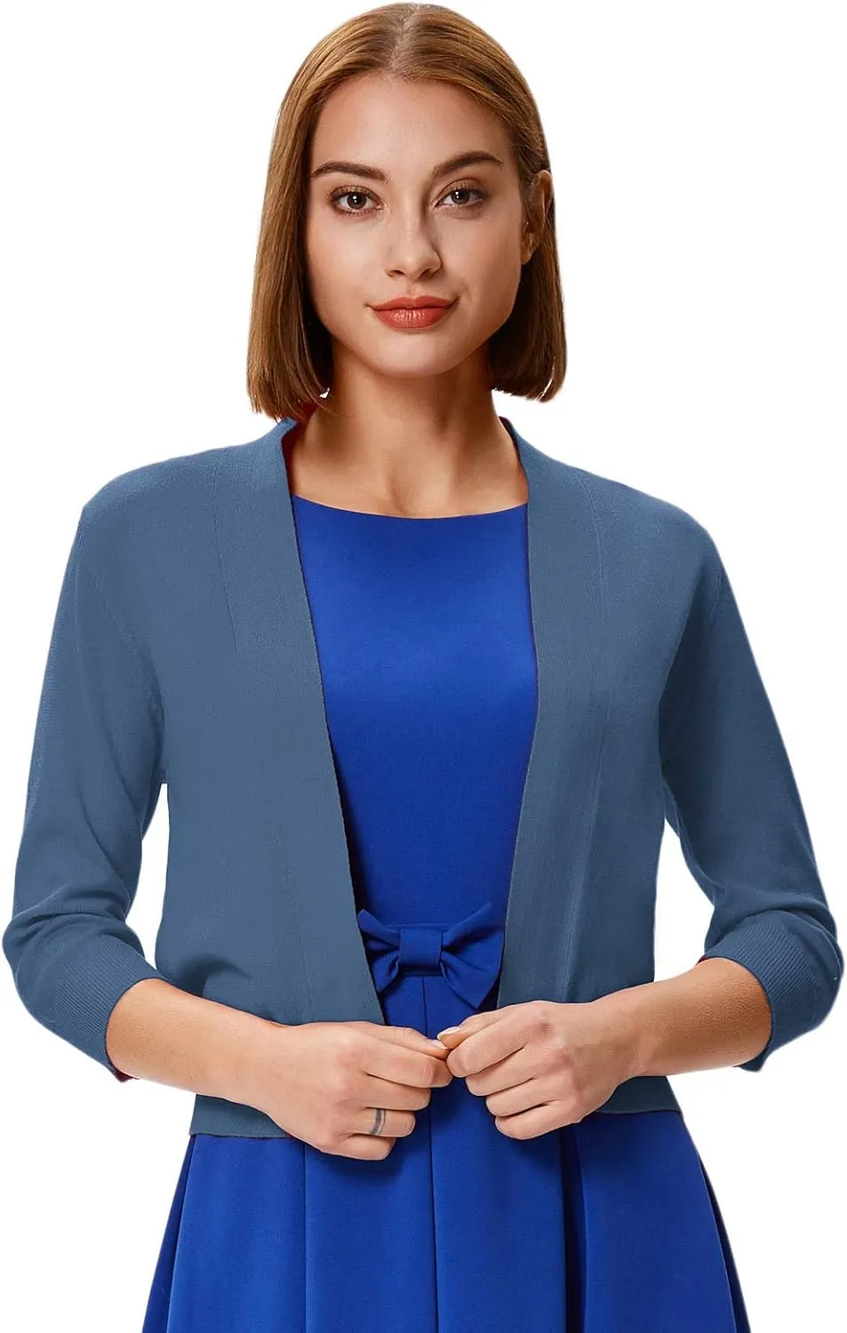 GRACE KARIN Women's 3/4 Sleeve Cardigan Knit Sweaters Cropped Open Front Shrug Bolero…