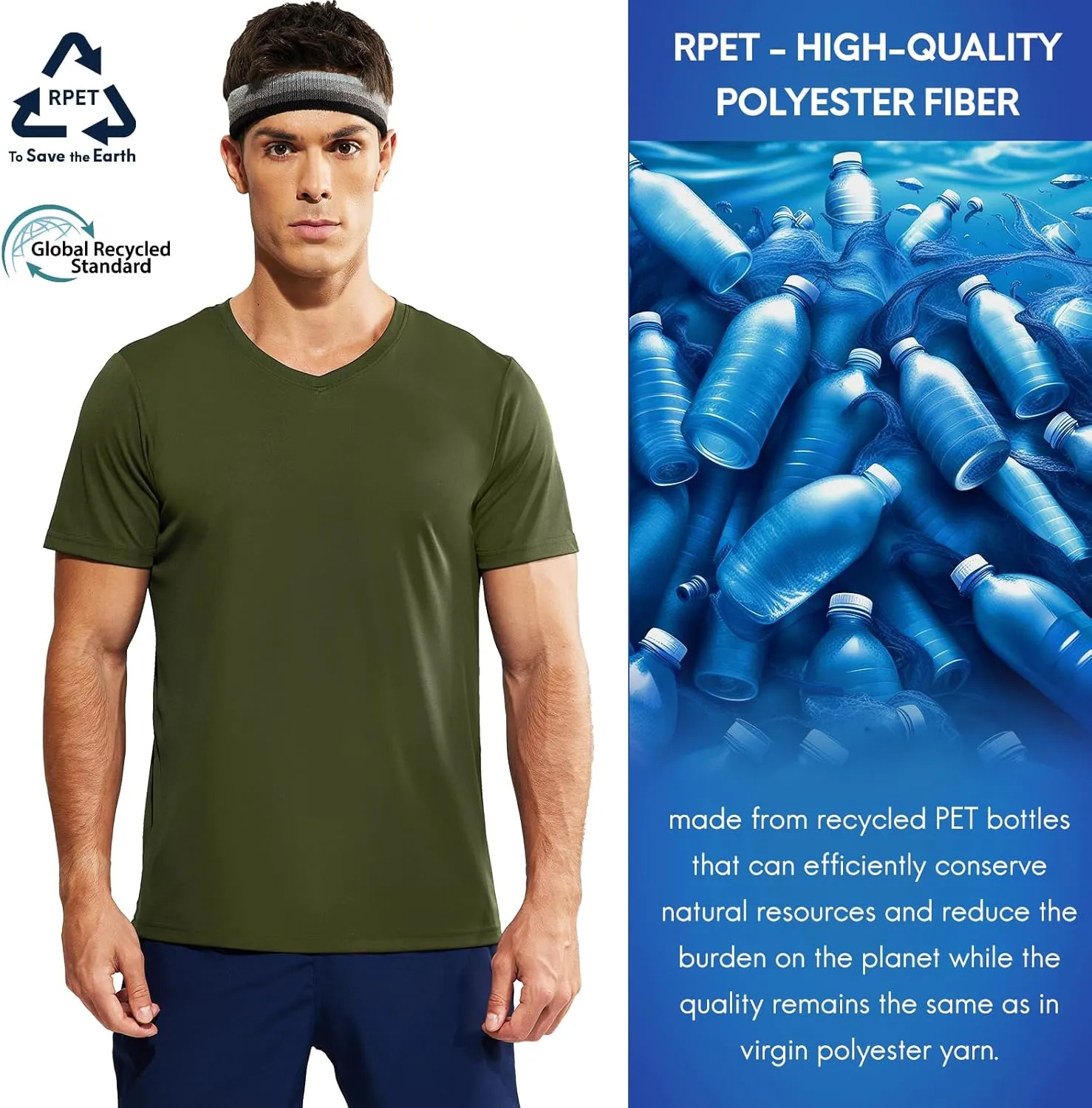 Haimont Men's V Neck Athletic T Shirts Lightweight Gym Workout Running Short Sleeve Tee Shirts Moisture Wicking UV Protection
