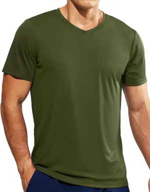 Haimont Men's V Neck Athletic T Shirts Lightweight Gym Workout Running Short Sleeve Tee Shirts Moisture Wicking UV Protection
