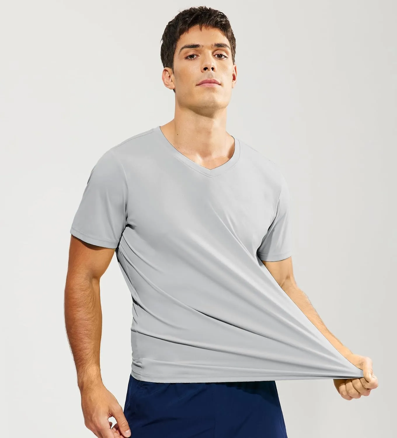 Haimont Men's V Neck Athletic T Shirts Lightweight Gym Workout Running Short Sleeve Tee Shirts Moisture Wicking UV Protection