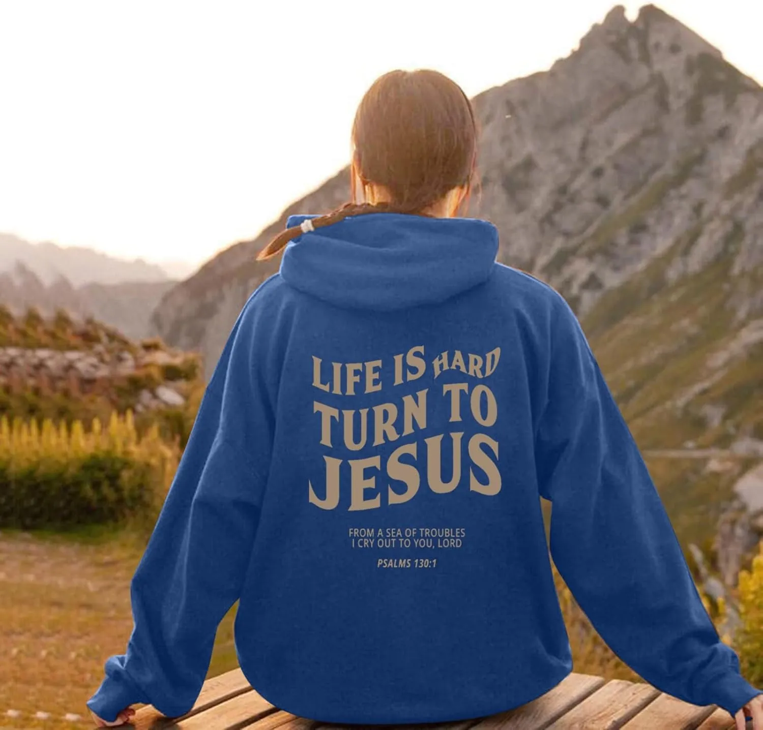 Hoodies For Teen Girls Life Is Hard Turn To Jesus Letter Print Long Sleeve Pullover Tops With Kangaroo Pocket Fall Trendy