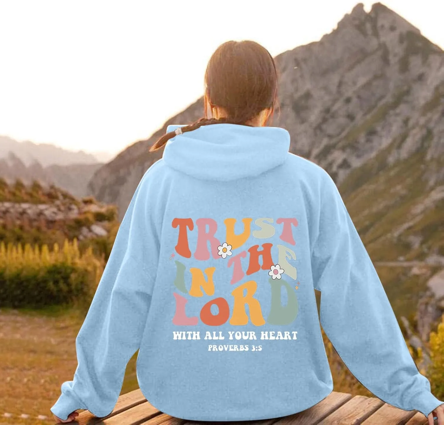 Hoodies For Women Graphic Trust In The Lord Christian Shape Print Winter Outfit With Pocket Drawstring Soft Casual Pullover