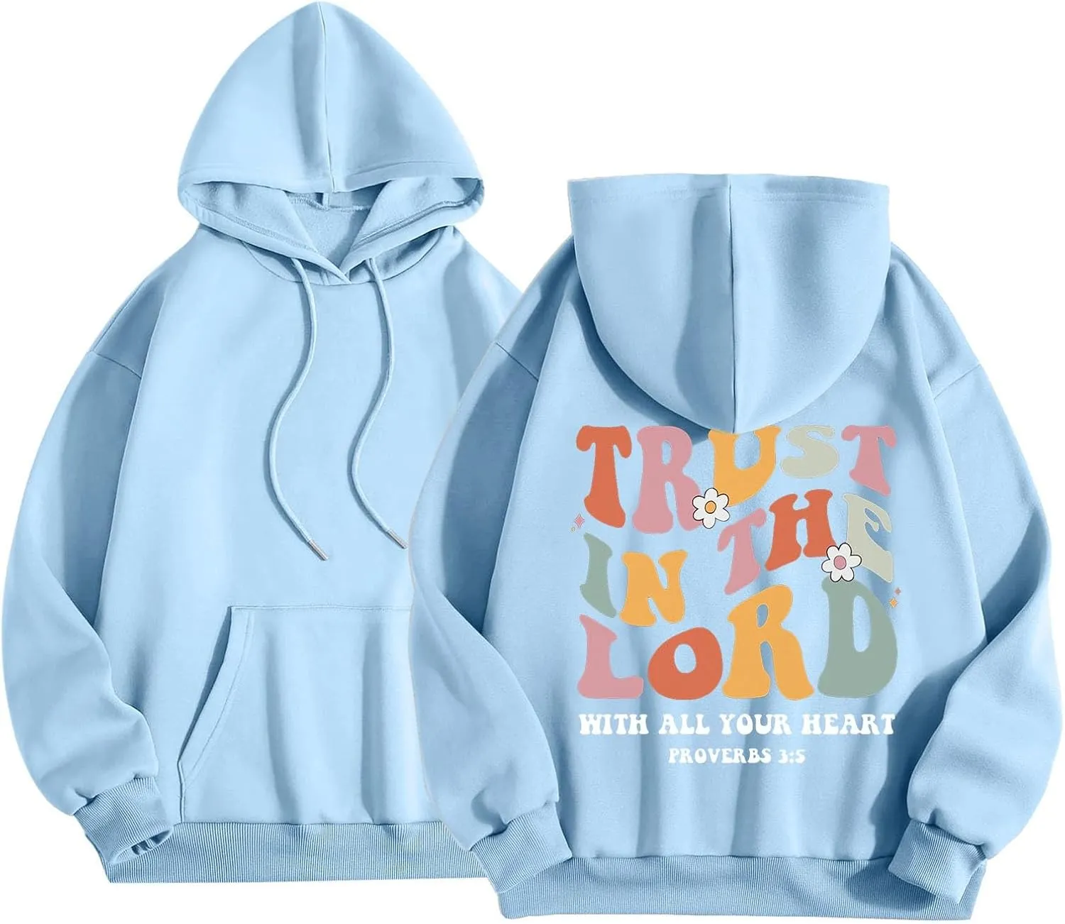 Hoodies For Women Graphic Trust In The Lord Christian Shape Print Winter Outfit With Pocket Drawstring Soft Casual Pullover