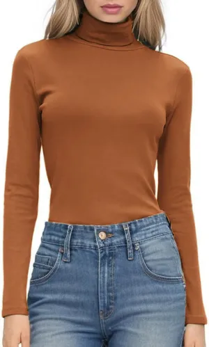 HOTOUCH Women's Turtleneck Long Sleeve Shirts Casual Basic T Shirts Lightweight Base Layer Solid Slim Fit Tops