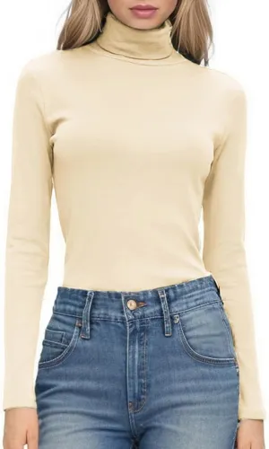 HOTOUCH Women's Turtleneck Long Sleeve Shirts Casual Basic T Shirts Lightweight Base Layer Solid Slim Fit Tops