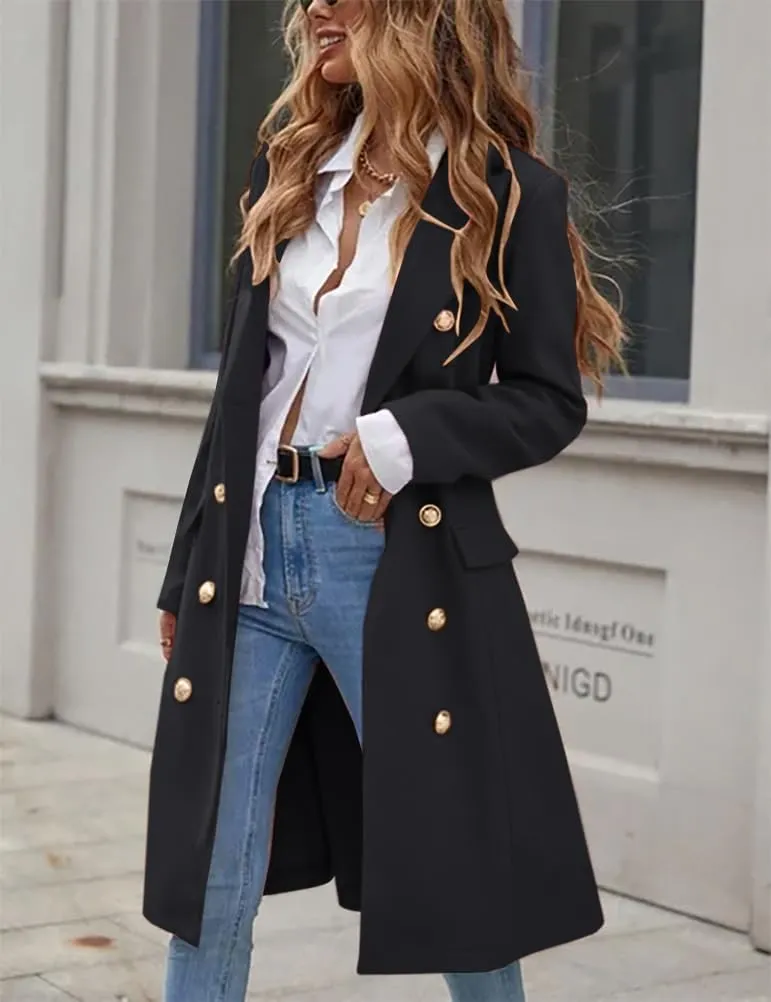IDEALSANXUN Womens Long Wool Coat for Women Fall Winter Trench Coat Trendy Jackets