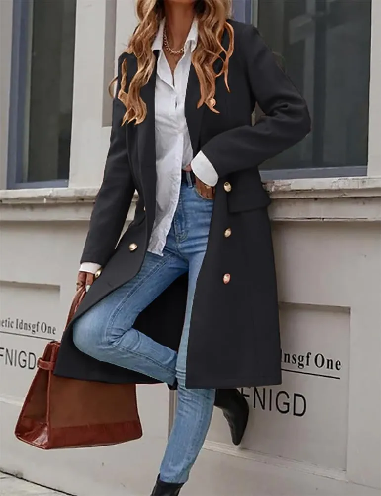 IDEALSANXUN Womens Long Wool Coat for Women Fall Winter Trench Coat Trendy Jackets