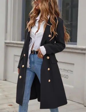 IDEALSANXUN Womens Long Wool Coat for Women Fall Winter Trench Coat Trendy Jackets