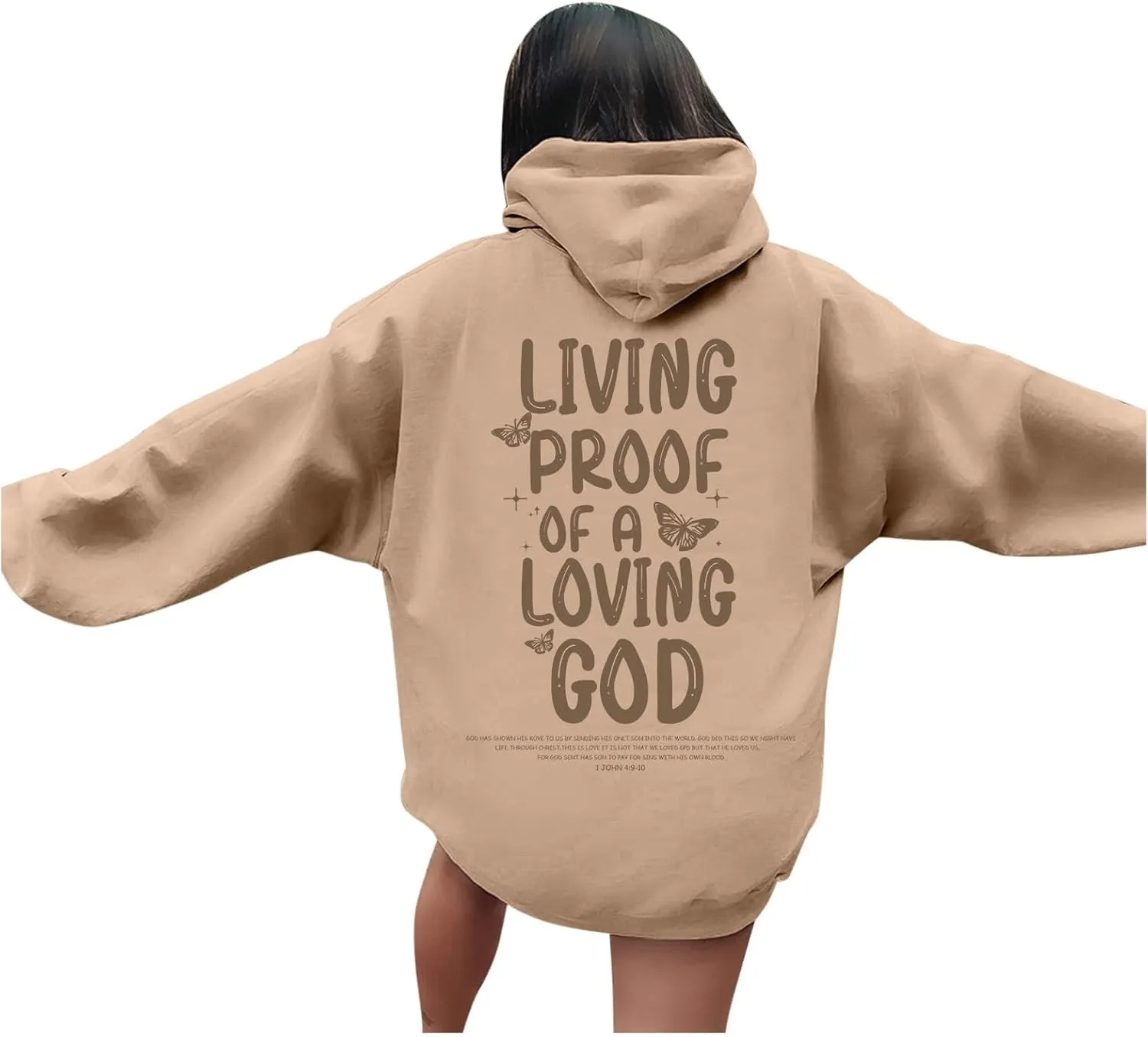 Jesus Loves You Hoodies For Women Oversized Letter Print Hooded Pullover Tops Casual Long Sleeve Sweatshirts Graphic Tunics