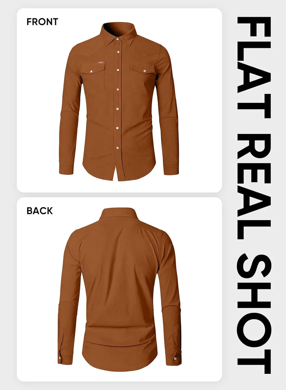 JMIERR Men's Corduroy Shirts Casual Western Long Sleeve Button Down Shacket Jackets with 2 Flap Pocket