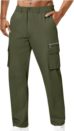 Jogger Cargo Pants for Men Lightweight Hiking Pants Loose Straight Leg Pants Relaxed Active Pants Fall Work Pants