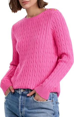 kayamiya Women Crew Neck Cable Knit Sweaters Long Sleeve Vintage Casual Pullover Tops