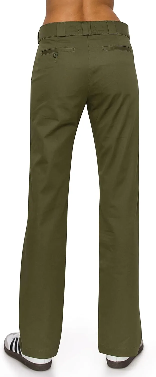 KHAKI & BLUE Women's Work Pants – High Rise Straight Leg Casual Trousers with Pockets