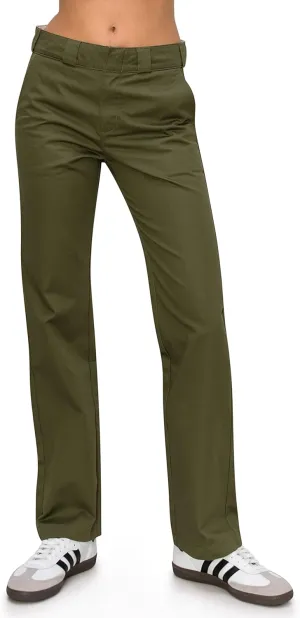 KHAKI & BLUE Women's Work Pants – High Rise Straight Leg Casual Trousers with Pockets