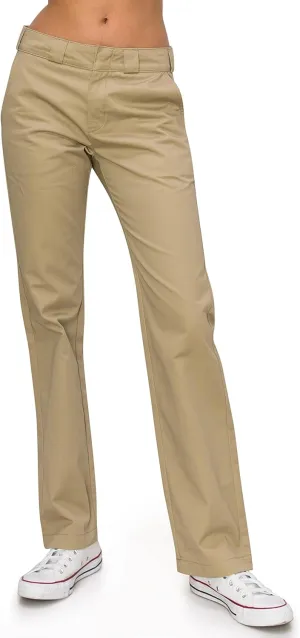 KHAKI & BLUE Women's Work Pants – High Rise Straight Leg Casual Trousers with Pockets
