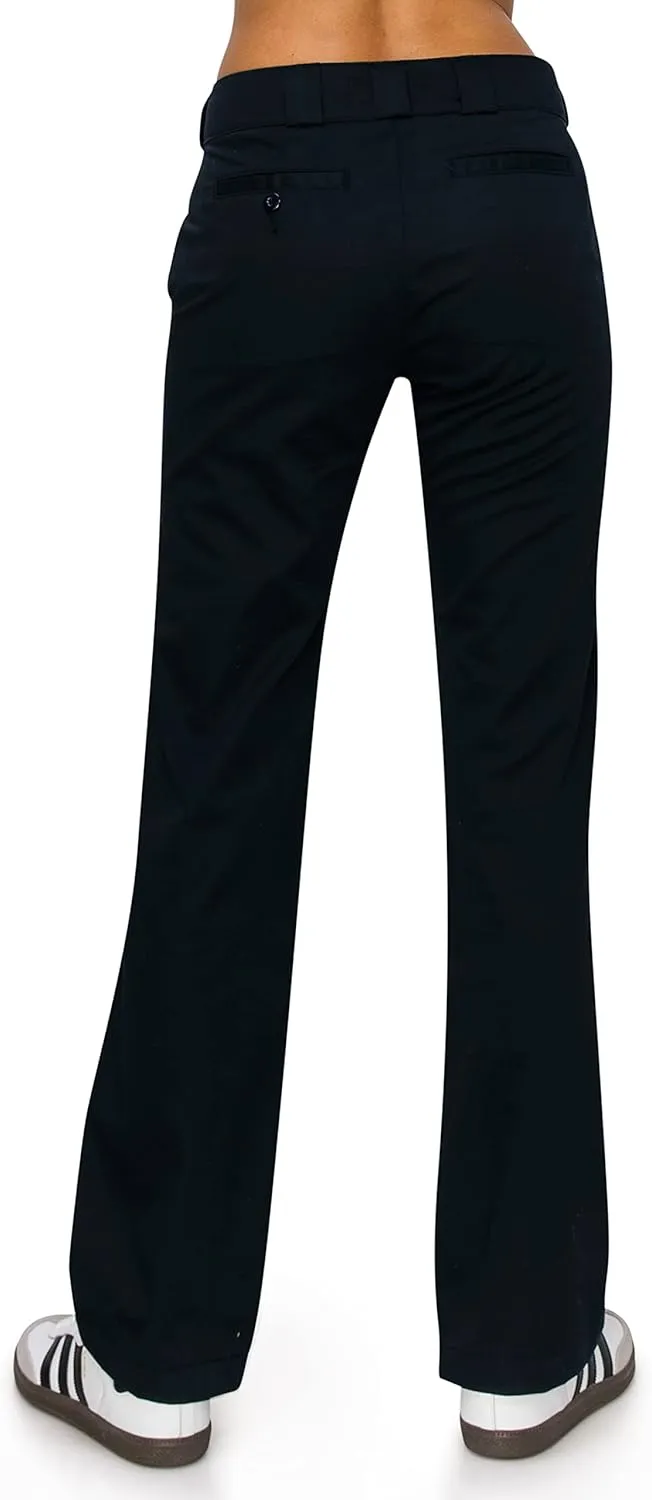 KHAKI & BLUE Women's Work Pants – High Rise Straight Leg Casual Trousers with Pockets
