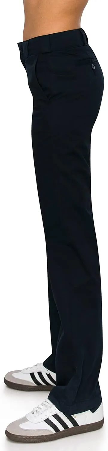 KHAKI & BLUE Women's Work Pants – High Rise Straight Leg Casual Trousers with Pockets