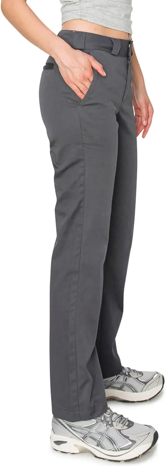 KHAKI & BLUE Women's Work Pants – High Rise Straight Leg Casual Trousers with Pockets