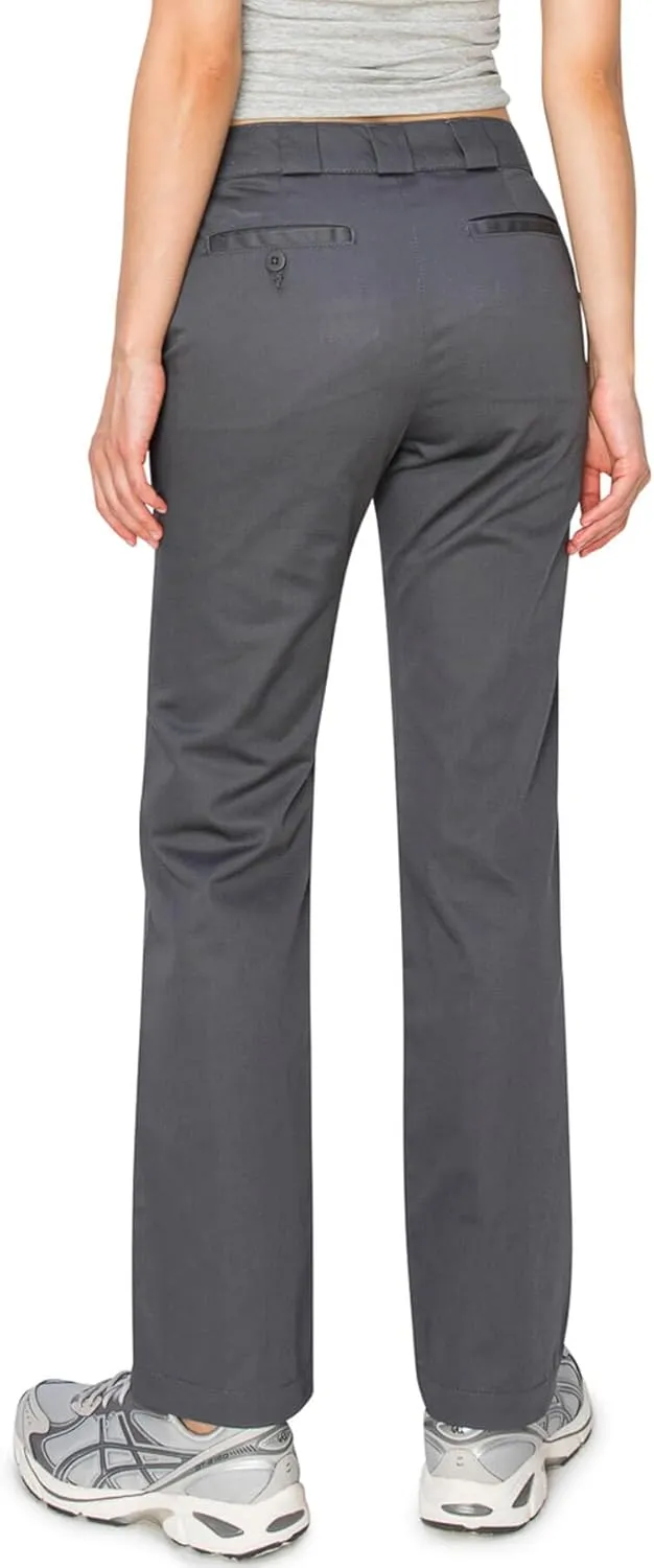 KHAKI & BLUE Women's Work Pants – High Rise Straight Leg Casual Trousers with Pockets