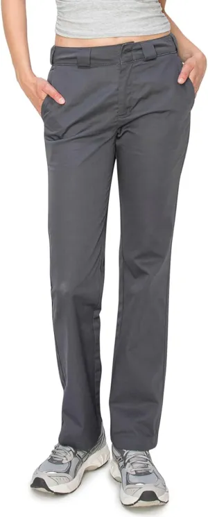 KHAKI & BLUE Women's Work Pants – High Rise Straight Leg Casual Trousers with Pockets