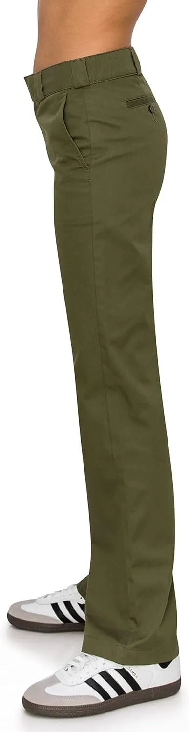 KHAKI & BLUE Women's Work Pants – High Rise Straight Leg Casual Trousers with Pockets