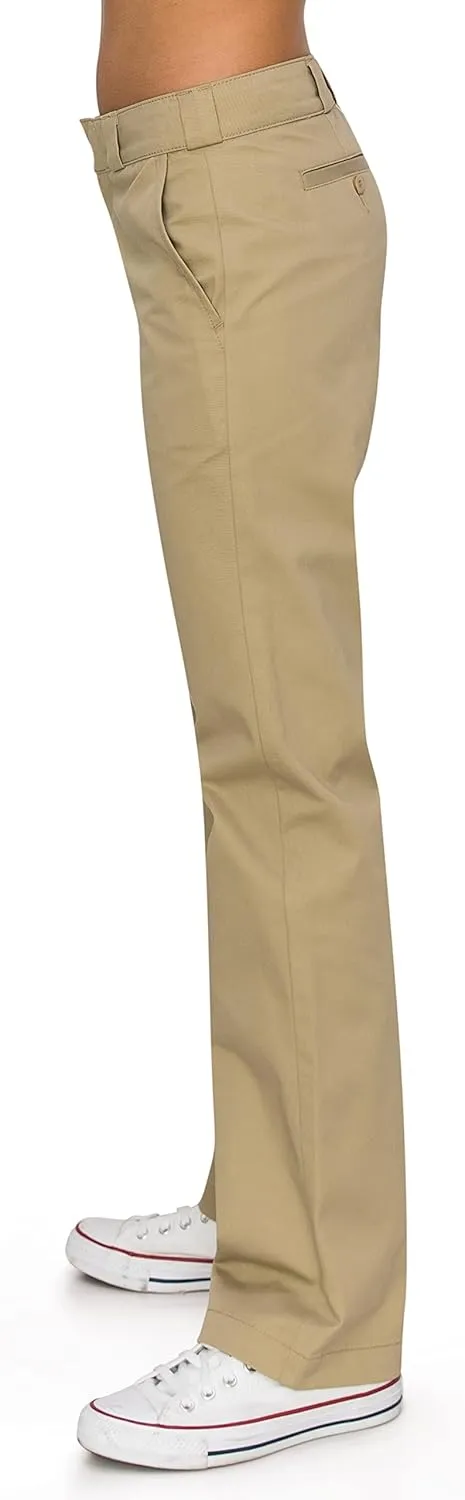 KHAKI & BLUE Women's Work Pants – High Rise Straight Leg Casual Trousers with Pockets