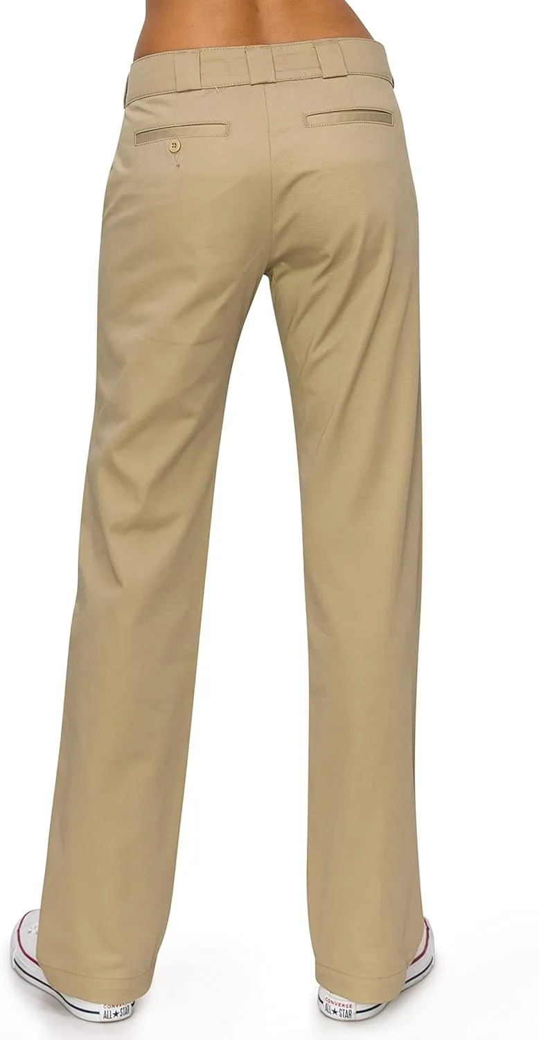 KHAKI & BLUE Women's Work Pants – High Rise Straight Leg Casual Trousers with Pockets