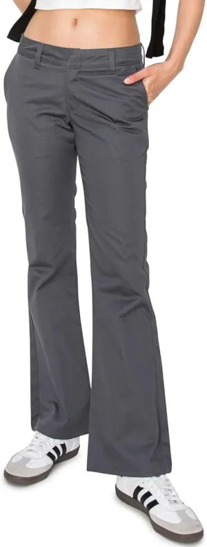 KHAKI & BLUE Women's Work Pants – Low Rise Flared Leg Bootcut Casual Trousers with Pockets
