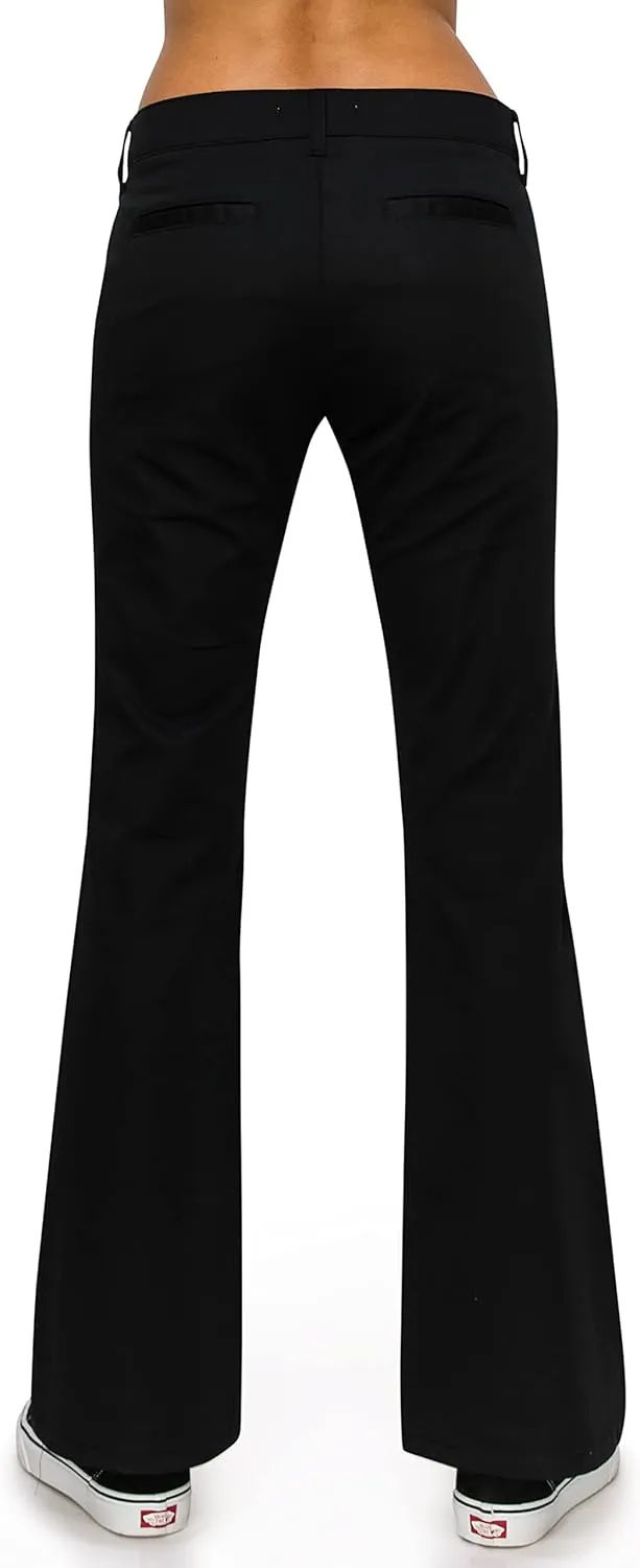 KHAKI & BLUE Women's Work Pants – Low Rise Flared Leg Bootcut Casual Trousers with Pockets