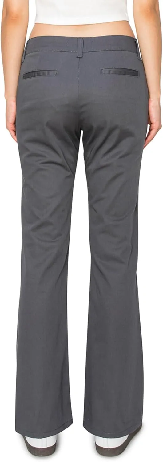 KHAKI & BLUE Women's Work Pants – Low Rise Flared Leg Bootcut Casual Trousers with Pockets