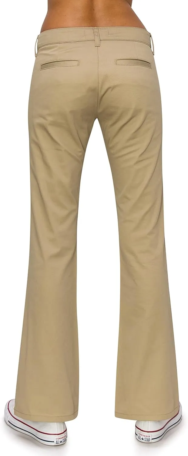 KHAKI & BLUE Women's Work Pants – Low Rise Flared Leg Bootcut Casual Trousers with Pockets
