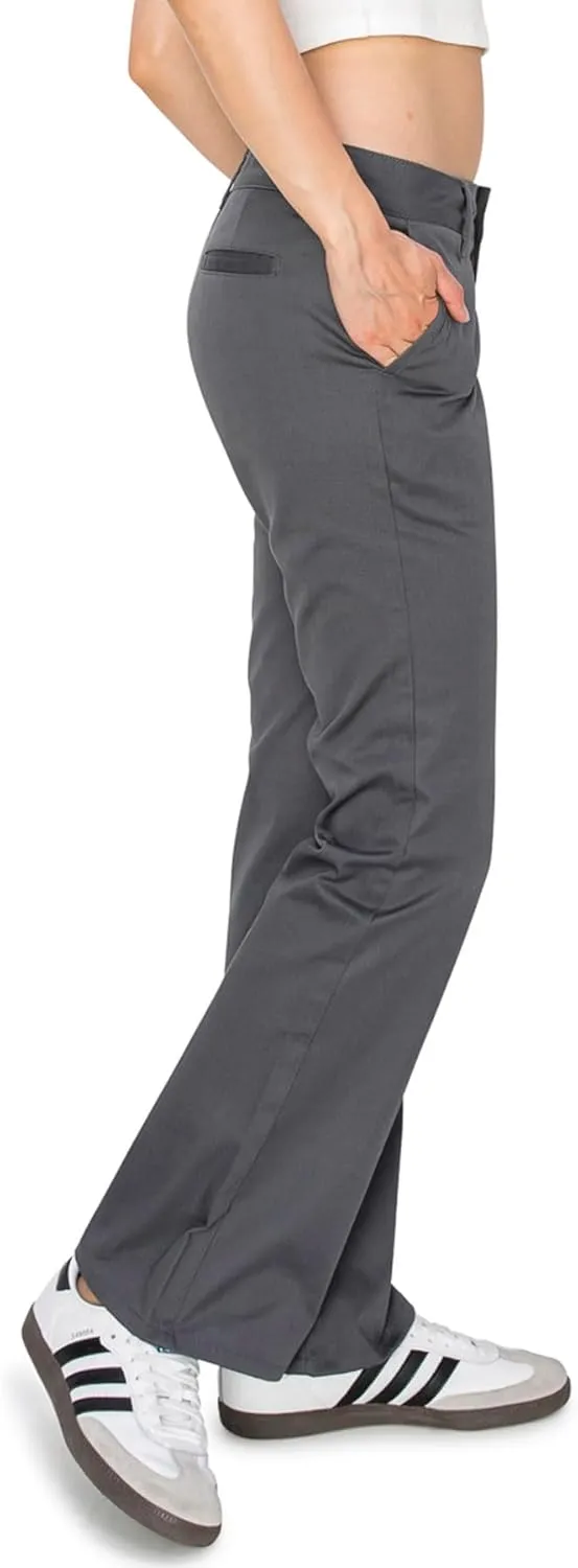 KHAKI & BLUE Women's Work Pants – Low Rise Flared Leg Bootcut Casual Trousers with Pockets