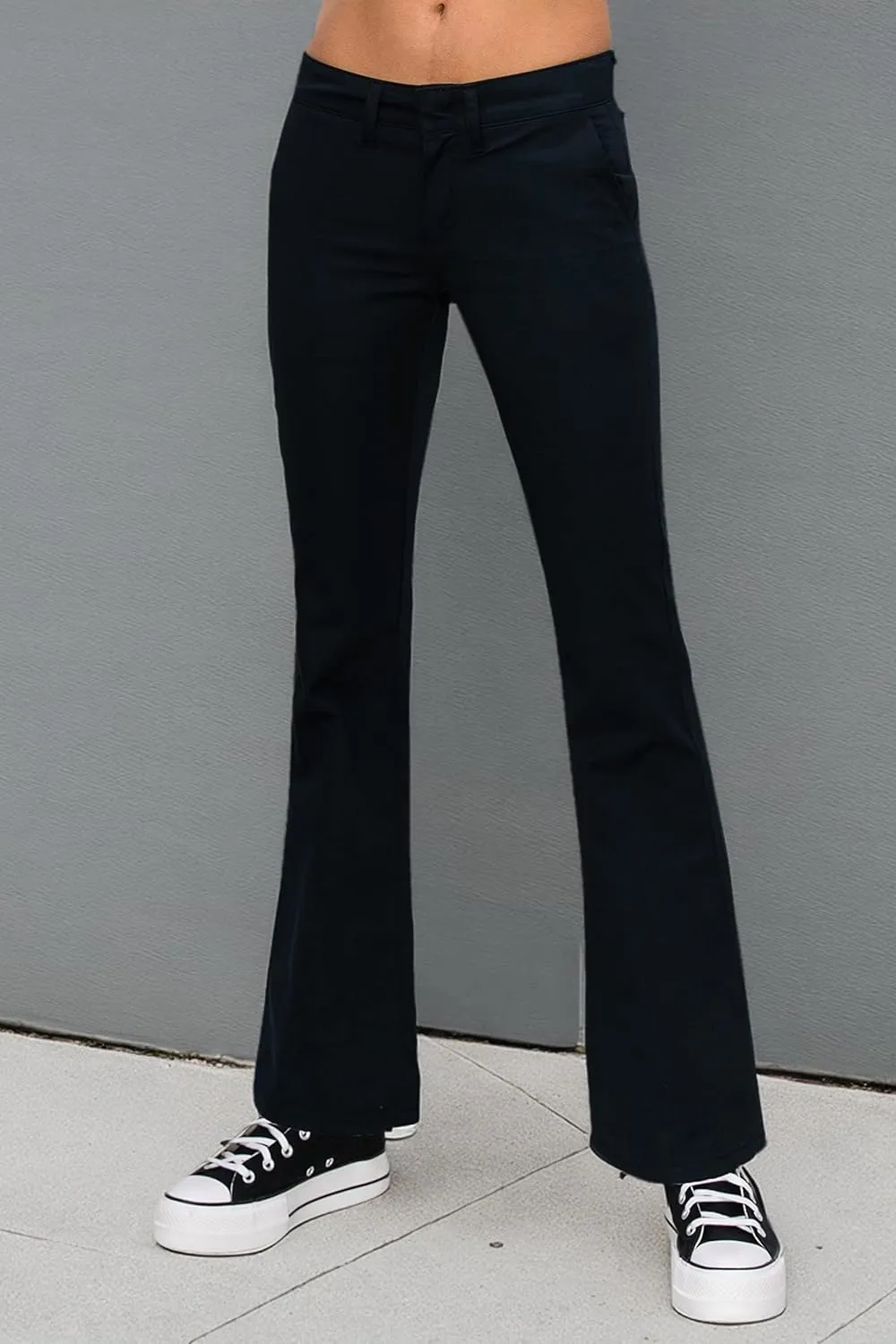 KHAKI & BLUE Women's Work Pants – Low Rise Flared Leg Bootcut Casual Trousers with Pockets