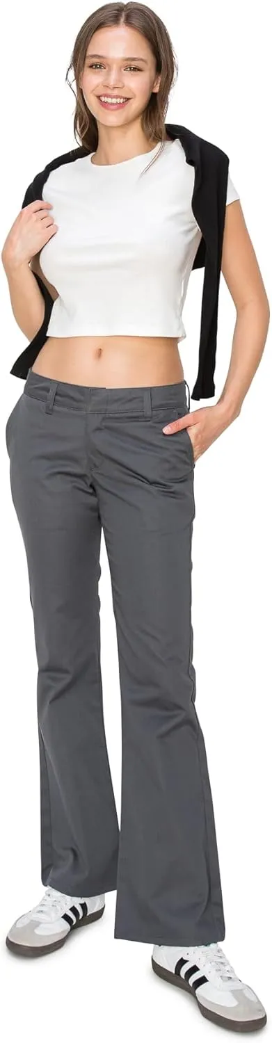 KHAKI & BLUE Women's Work Pants – Low Rise Flared Leg Bootcut Casual Trousers with Pockets