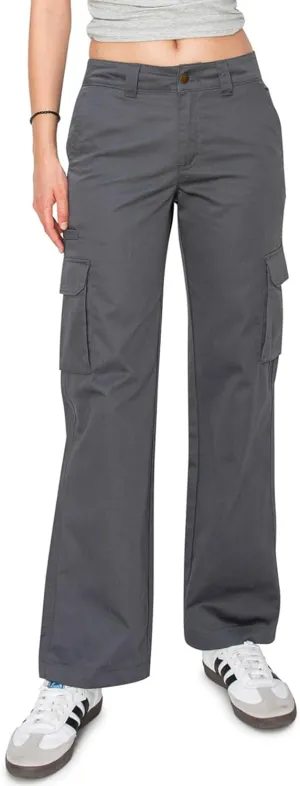 KHAKI & BLUE Women's Work Pants – Mid Rise Relaxed Fit Straight Leg Cargo Casual Trousers with Multi Pockets